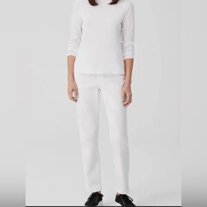 EILEEN FISHER Sz M White Jeans Mid-Rise Classic Leg Made in Portugal